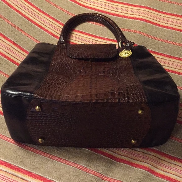 Brahmin Vintage Black and Brown Moc Croc Leather - Picture 5 of 7